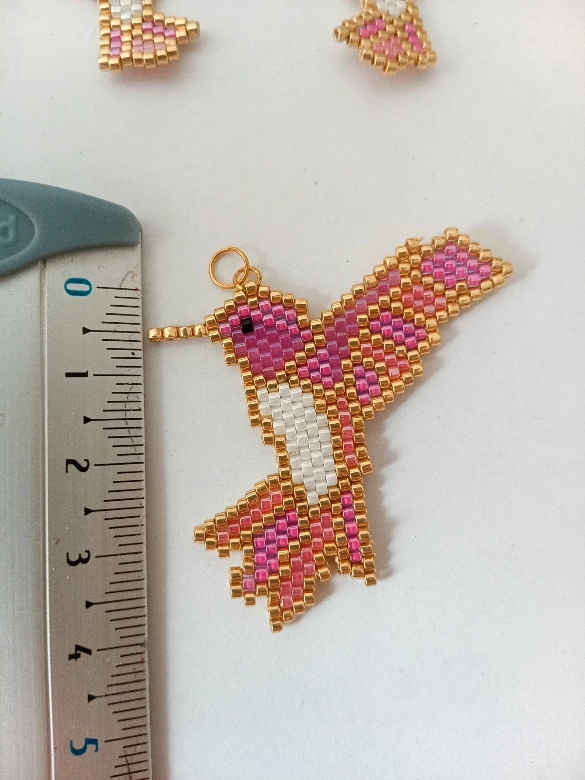 Parure bijoux colibri in Miyuki delica kralen – Oorbellen en hanger – photo 4